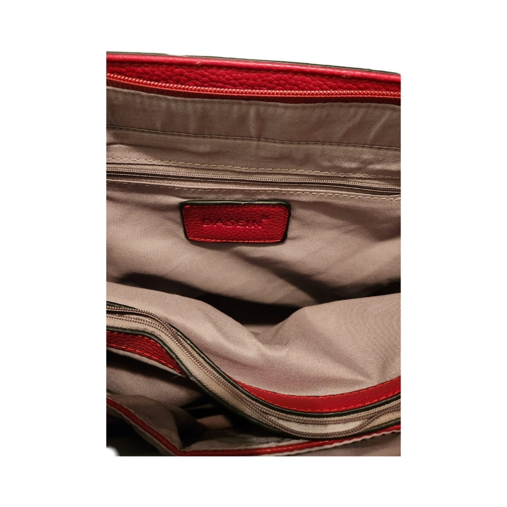 Dasein Womens Red Handbag, Work Tote, Shoulder Bag, With Long Ajustable Strap - Picture 5 of 6
